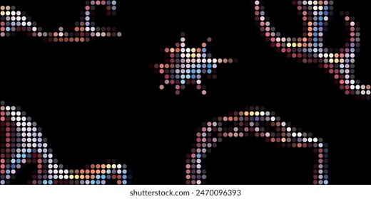 Colorido oscuro, fondo abstracto geométrico moderno del círculo del Vector gris. Plantilla de textura punteada. Patrón geométrico en estilo de semitonos con degradado.