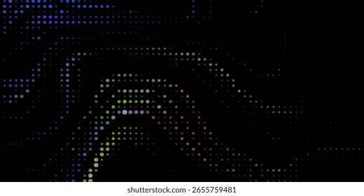 Dark colorful, Gray vector modern geometrical circle abstract background. Dotted texture template. Geometric pattern in halftone style with gradient. 
