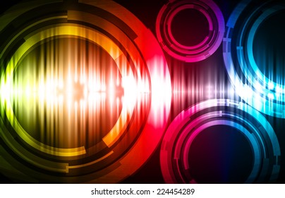 Dark colorful Light Abstract Technology background for computer graphic website and internet. Sound waves.