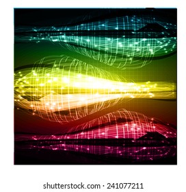 Dark colorful Light Abstract Technology background for computer graphic website internet and business. text box. Brochure. card. wave.