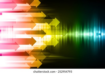 Dark colorful Light Abstract Technology background for computer graphic website internet. circuit. arrow. sound wave