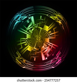 Dark colorful Light Abstract Technology background for computer graphic website internet. circle