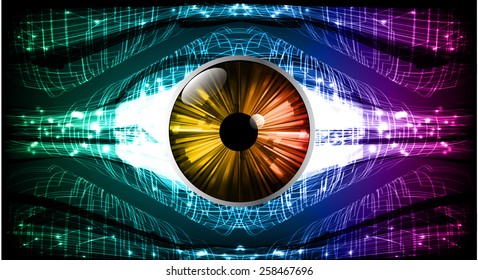 Dark colorful Light Abstract Technology background for computer graphic website internet and business. circuit. orange eye.
