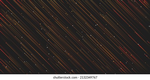 Dark Colorful Moving, Flowing Particles in Straight Oblique Lines, Scarcely Striped Pattern - Digitally Generated Dark Futuristic Abstract Geometric Background Design in Editable Vector Format