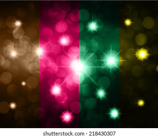 Dark colorful sparkling background with stars in the sky and blurry lights, illustration. Abstract, Universe, Galaxies.