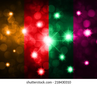 Dark colorful sparkling background with stars in the sky and blurry lights, illustration. Abstract, Universe, Galaxies.