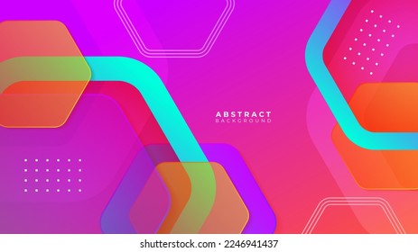 Dark colorful vibrant vivid geometric shapes abstract background geometry shine and layer element vector for presentation design. Suit for business, corporate, party, festive, seminar, and talks.