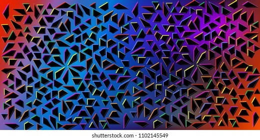 Dark Colors vector of small black triangles on colorful background. Bright Vector Illustration of abstract texture of triangles. Pattern triangular glass tiles design for banner, poster, cover