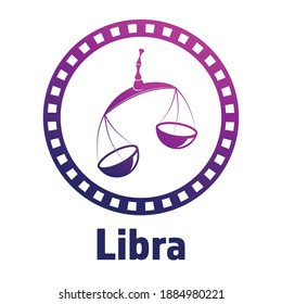 Dark colour zodiac sign silhouette of Libra depicting Scales as a symbol of justice. Illustration of an astrology sign. Vector icon