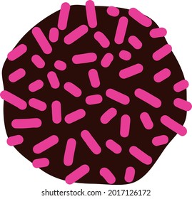 Dark coloured chocolate candy with pink sprinkles. Layered confectionary SVG svg