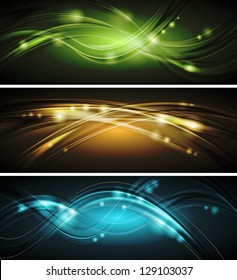 Dark colourful glowing banners. Vector design eps 10