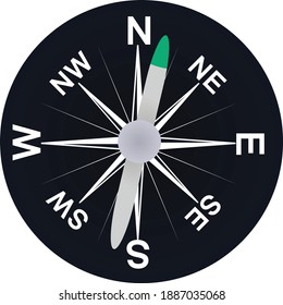 Dark compass sign. vector illustration