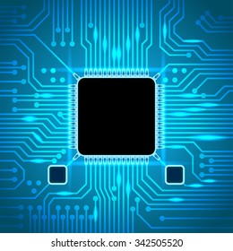 Dark connection background with place for text, 2d processor chip vector background, eps 10