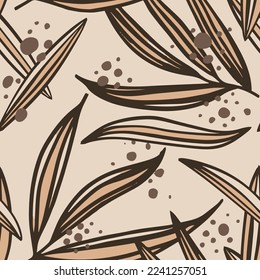 Dark Continuous Decoration Modern Garden Flower Art. Bright Seamless Color Bloom Beach Artwork Design. Vivid Repetitive Classic Flora Lines Background.