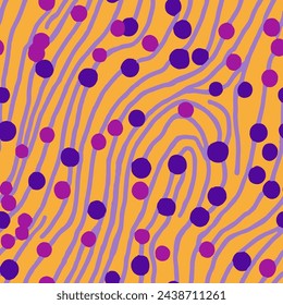 Dark Continuous Summer Retro Element Background. Blue Seamless Elegant Tropic Organic, Seamless Texture. Purple Endless Fashion Organic Shape Print. 