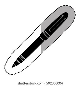 Dark Contour Metal Ballpen Icon, Vector Illustraction Design Image