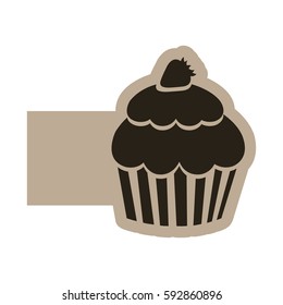 dark contour muffin icon, vector illustraction design image