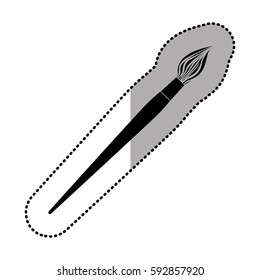 dark contour paint brush icon, vector illustraction design image