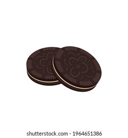 Dark cookie sandwich. Vector illustration of cartoon flat icon isolated on white background.