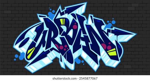 Dark Cool Hip Hop Abstract Word Urban Graffiti Style Font Lettering Vector Illustration Template