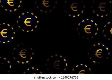 dark copy space background with spheres of European Union flag with euro currency symbol vector 3D illustration