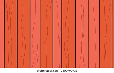 Dark coral texture of wooden planks. Wooden boards. Processed collage of orange wooden background texture. Background for banner, design, backdrop or texture for 3D mapping. Vector illustration.
