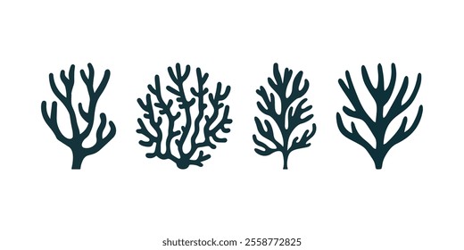 Dark Coral Vector Icon Set on White Background