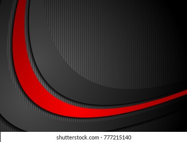 Dunkler abstrakter Unternehmenshintergrund mit schwarz-roten Wellen. Vektordesign