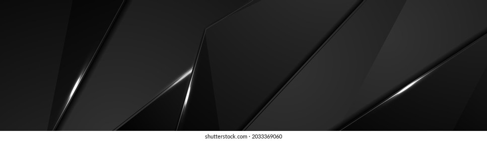 Dark corporate abstract material background with glowing lights. Vector banner design