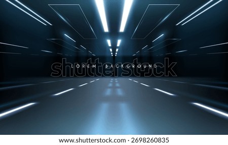 Dark corridor with light lamps