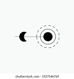 Dark crescent line circle. Space moon star astronomy eclipse abstract sun dark abstrak, vector, symbol, logo, icon, sign, Illustration Minimalist.