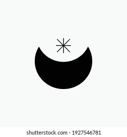 Dark Crescent shine . Space moon star astronomy eclipse abstract sun dark abstrak, vector, symbol, logo, icon, sign, Illustration Minimalist.