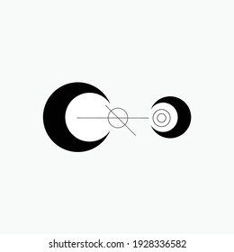 Dunkelmonoline Vektor-Monoline .Weltraummond Sterne Astronomie verdunkelt abstrakte Sonne dunkle Abstrak, Vektor, Symbol, Logo, Symbol, Zeichen, Illustration Minimalist.