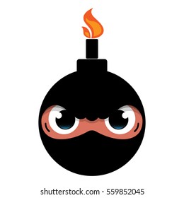 Dark criminal logo isolated on white background. A terrorist like a bomb isolated on a white background.