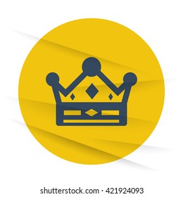 Dark Crown icon label on wrinkled paper