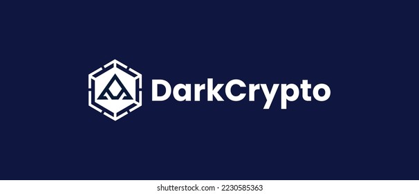 Criptodivisa oscura, símbolo DARK, logotipo de criptodivisa en un fondo aislado con texto.
