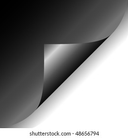 Dark curled glossy paper corner