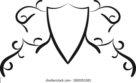 dark curls on the sides and a shield in the middle