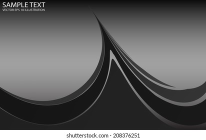 Dark curved abstract vector background  illustration - Vector futuristic abstract background illustration