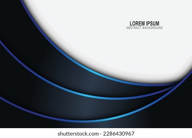 Dark curved with blue lines background. On white background. Vector illustration.