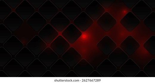 Dark curved rectangle technology vector abstract background. Red bright energy under rectangle shapes in a modern technology futuristic background vector illustration.