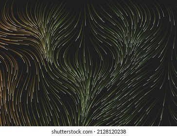 Dark Curving, Vertically Flowing Striped Lines Pattern - Modern Style Digitally Generated Abstract Background Design in Editable Vector Format