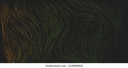 Dark Curving, Vertically Flowing Striped Lines Pattern - Modern Style Digitally Generated Abstract Background, Creative Design in Editable Vector Format