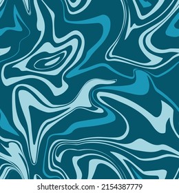 Dark cyan marble acrylic swirl seamless pattern, water texture, watercolor marble background. 