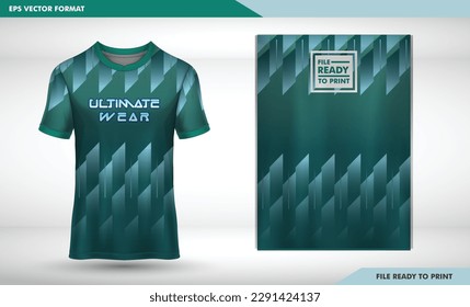 dark cyan sharp geomatry T-shirt sport design template with abstract grunge pattern for soccer jersey.  Sport uniform in front view. Vector Illustration