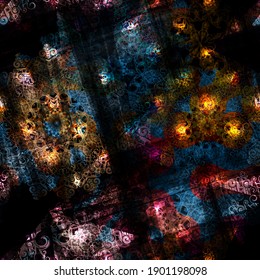 Dark decorative seamless texture with shiny elements. Paint pattern. Abstract vector background for web page, banners backdrop, fabric, home decor, wrapping