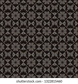 Dark decorative wallpaper seamless pattern, vector