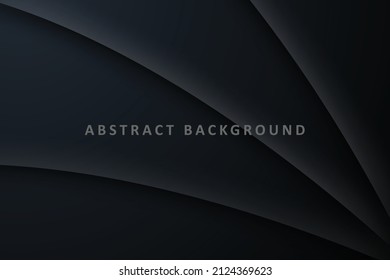 Dark deep black dynamic abstract vector background with wavy lines