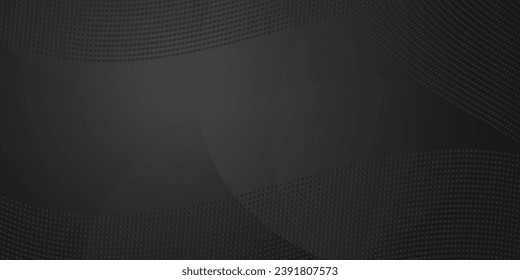 Dark deep black dynamic abstract vector background with wavy lines. Modern creative halftone premium gradient. 3d cover of business presentation banner for sale event night party.dots vector black