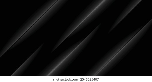 Fundo vetorial abstrato dinâmico preto profundo escuro com linhas diagonais. Moderno criativo meio-tom gradiente premium. 3d capa de negócios banner apresentação para festa à noite do evento de venda.